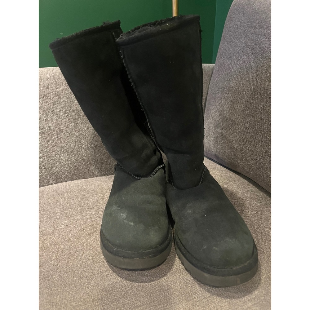 UGG Australia Black Suede Classic Tall Boots Women's US Size 7 Warm Winter